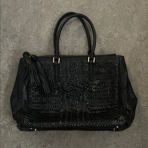 Anya Hindmarch Classic Black Woven Tote Bag